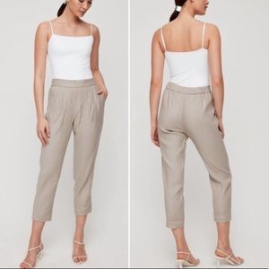 Aritizia Babaton tan Cohen linen blend pleated pants